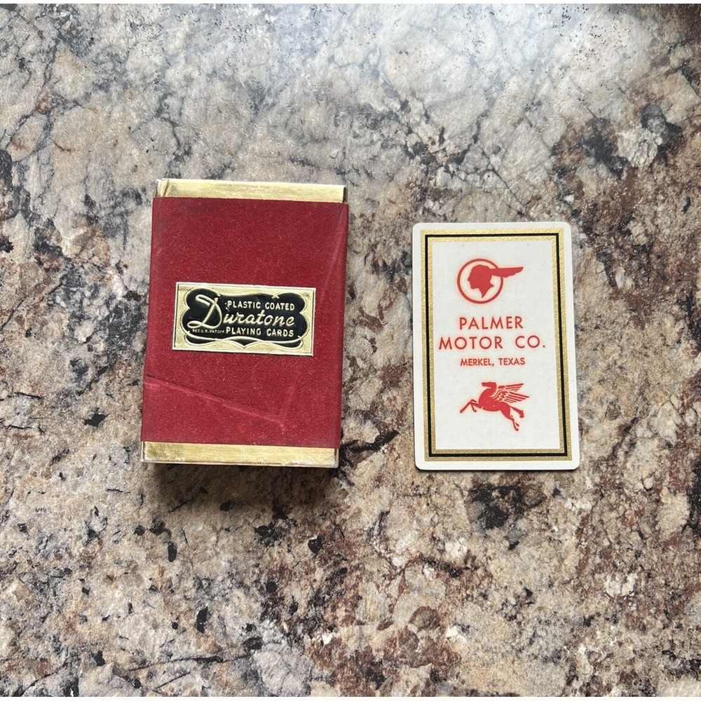 Vintage Duratone Plastic Coated Playing Cards‎ in red and gold box.